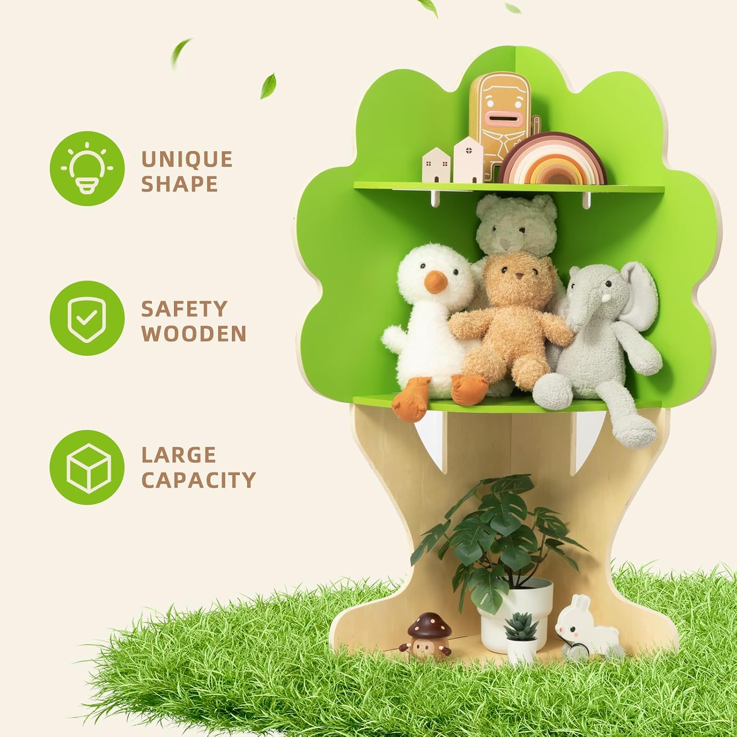 OOOK Tree Bookshelf for Kids Reading Nook, Corner Bookcase Toy Storage for Playroom, Classroom, Playroom, Nursery