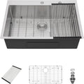 30 Inch Drop In Kitchen Sink, 30'x22'x9' Topmount Stainless Steel Kitchen Sinks With 16 Gauge 304 Single Bowl Sink R10 Round Corner Basin