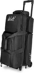 WOLT 3 Ball Bowling Bags with Wheels,Bowling Ball Bag 3 Ball Roller with Separate Shoe Compartment and Accessory Pocket, Retractable Handle Extends to 38''