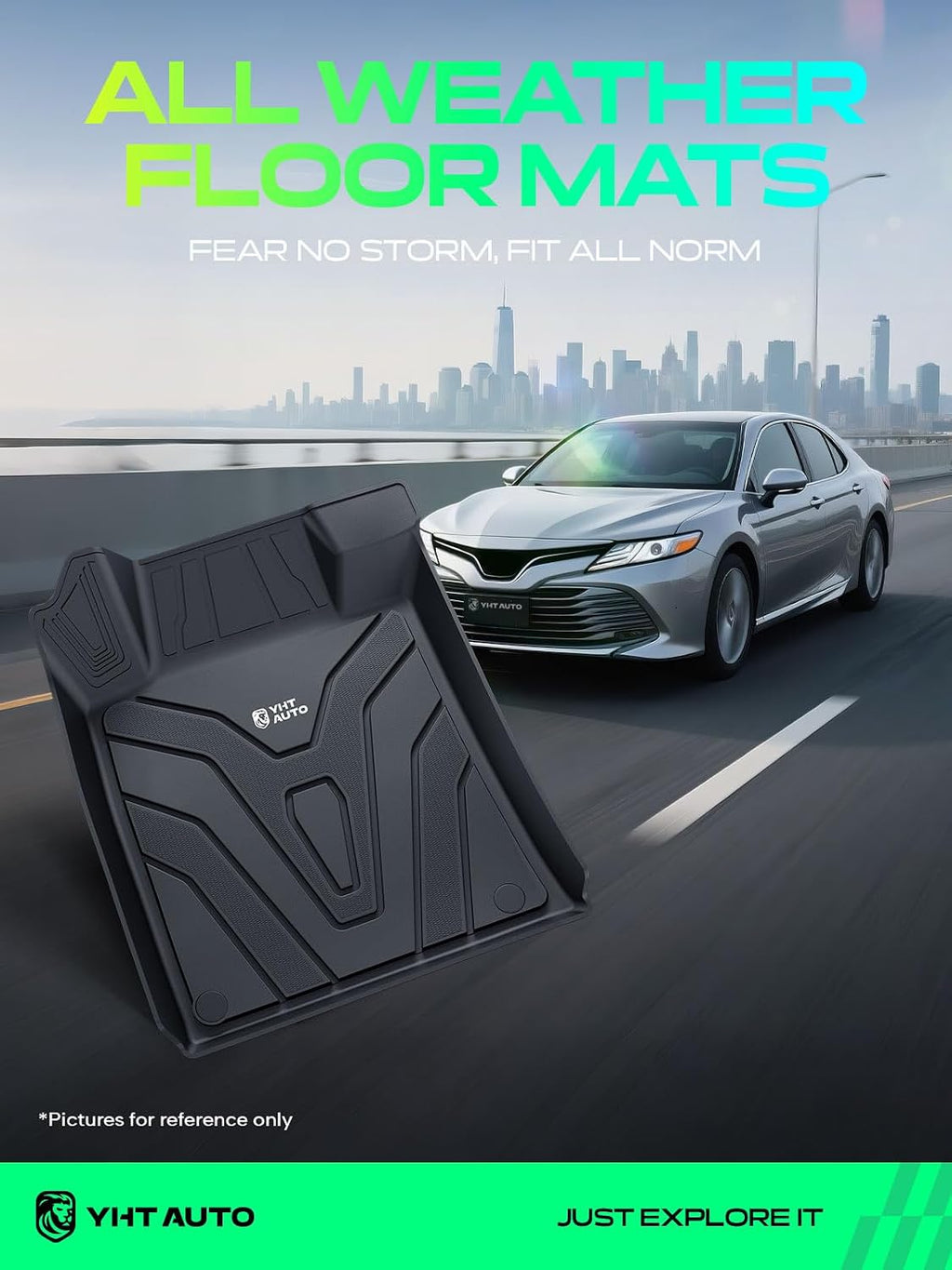 YHTAUTO Automotive Floor Mats Compatible with Nissan Altima 2019-2026, TPE Floor Liners All-Weather Protection Custom Fit, 1st & 2nd Row, Set of 3