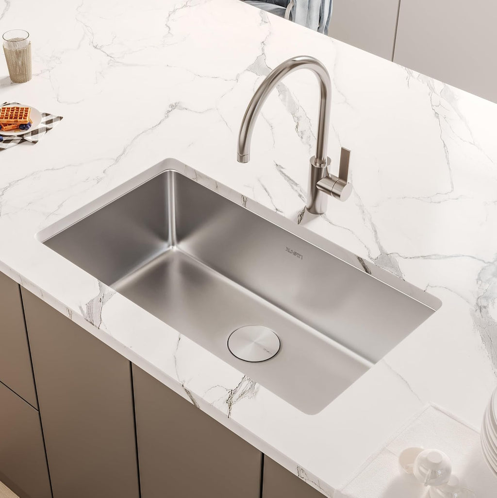Ruvati 31-inch Undermount Kitchen Sink - 16 Gauge Stainless Steel kitchen Sink Single Bowl with Brushed Finish hides scratches, Easy-to-Clean Undermount Sinks - RVM5931