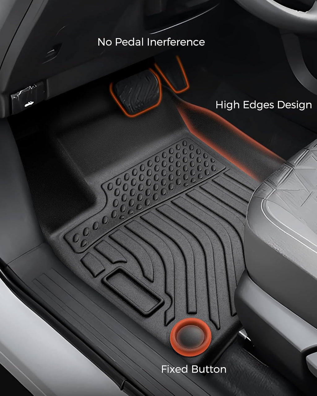 Car Floor Mats for Nissan Kicks 2025 2026 4PCS Set, Only Raised Fixed Floor | All Weather Full Coverage Floor Liners Heavy Duty Waterproof Long-Lasting Kicks Accessories TPE Rubber Automotive Carpet