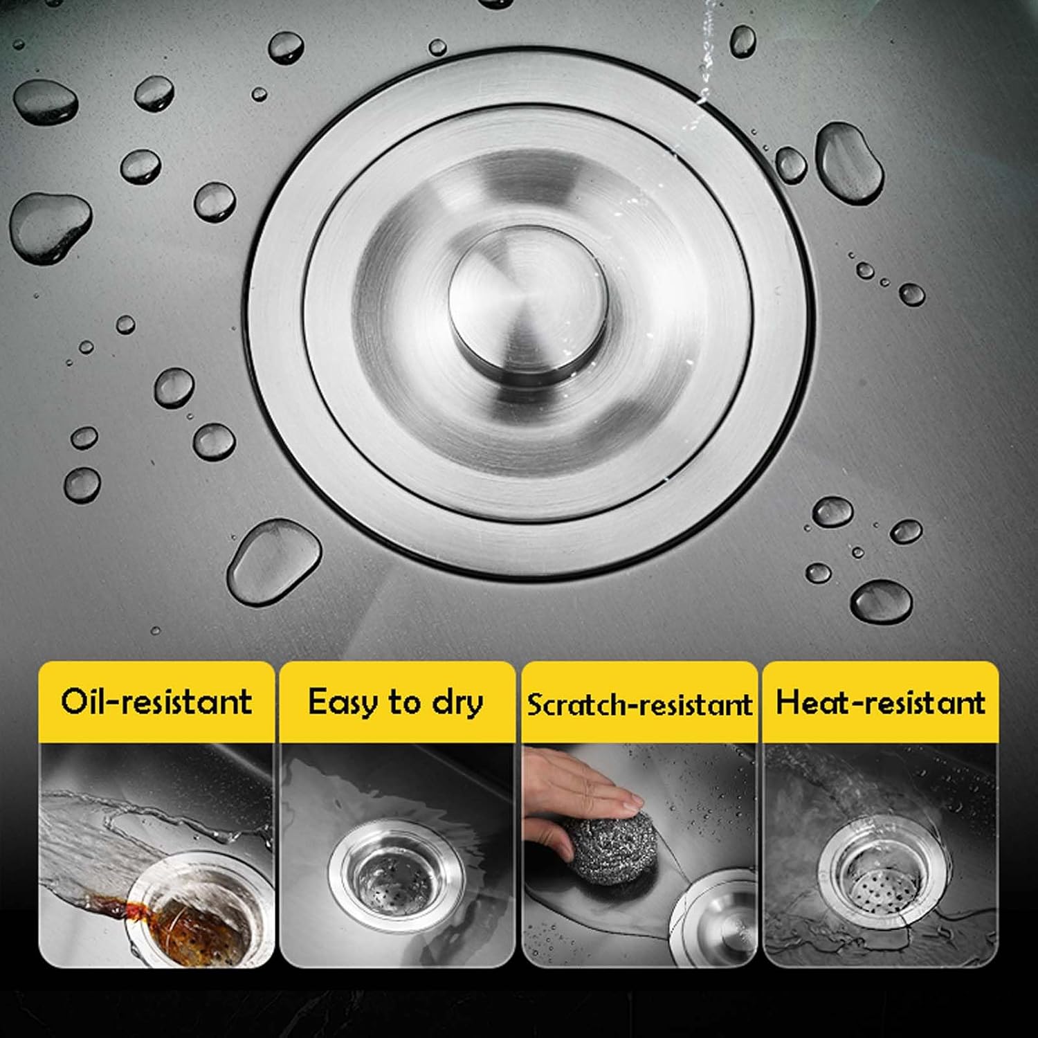 Black Drop in Kitchen Sink 60x45cm, Top Mount Stainless Steel Kitchen Sink, Round Corner Single Bowl Kitchen Sink, Workstation Kitchen Sink Set (55x45cm