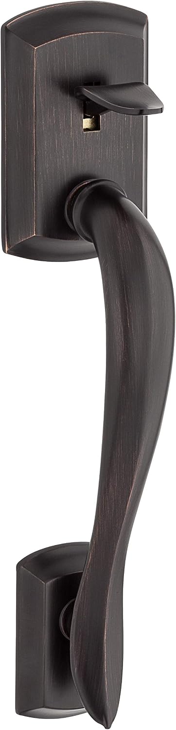 Kwikset Avalon Front Door Handle No Lock, Entry Handleset Exterior with Interior Reversible Handed Lever, Non-Locking, Venetian Bronze, Deadbolt Not Included, with Microban Protection (Pack of 2)