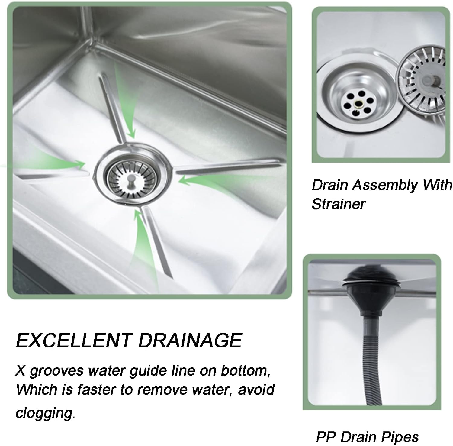 3-Compartment Stainless Steel Utility Sink Triple Bowl Freestanding Kitchen Sink, Commercial Sink Basin for Outdoor Garage Restaurant,120X50cm/47.2X19.6in
