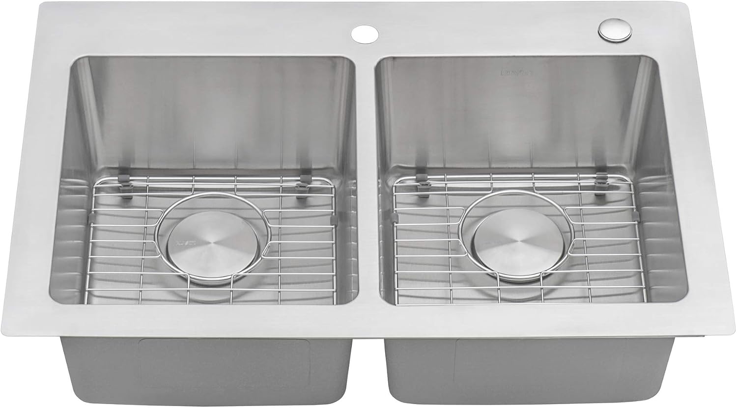 Ruvati 33 x 22 inch Topmount Kitchen Sink – 50/50 Double Bowl Kitchen Sinks, 16 Gauge T-304 Stainless Steel Kitchen sink, Drop-in Sink, Brushed Finish – RVM5150