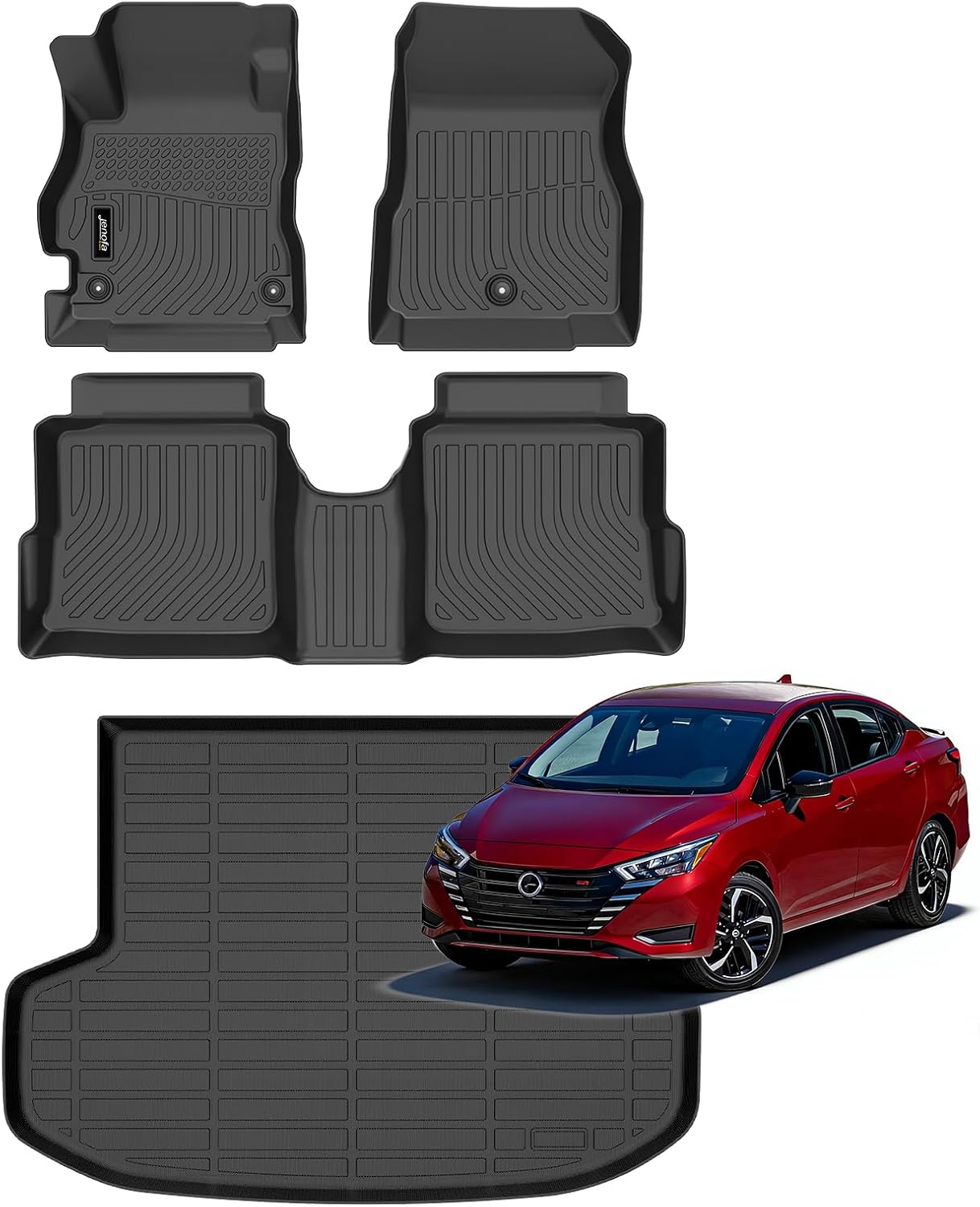 Jenofa-Floor Mats for Nissan Versa 2020-2025 Cargo Mat Car Mats for Versa All Weather Floor Liner Custom Fit Automotive Non-Slip Waterproof High Edge Protection Full Set Accessories