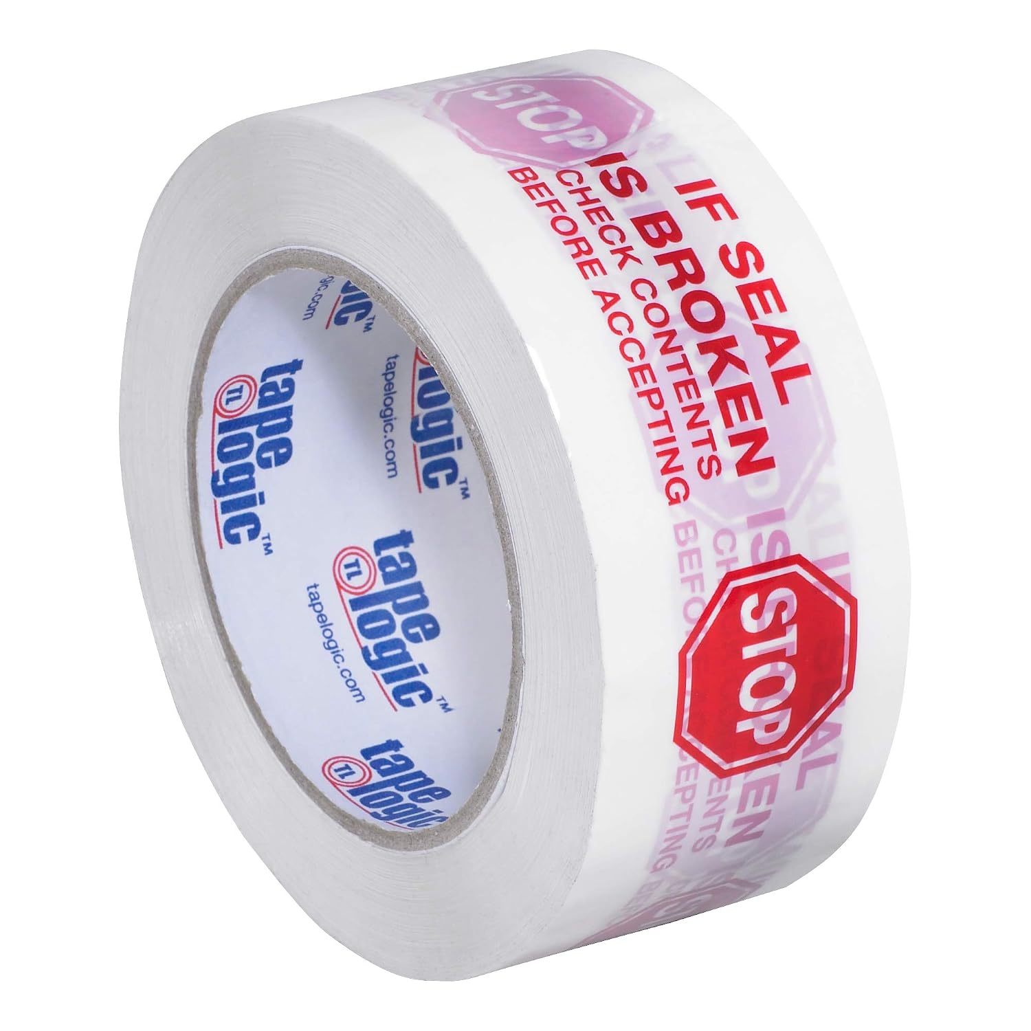 TAPE LOGIC 2' x 110 yds Pre-Printed Packing Tape 2.2 Mil, Red/White (36-Pack) Heavy Duty Packing Tape Rolls for Sealing Boxes at Home, Warehouse, & Office, Supplies for Packaging, Shipping, Moving
