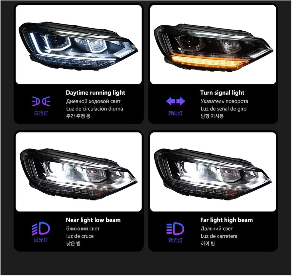 Car Lights Compatible With Touran L 2016-2022 LED Auto Headlight Assembly Upgrade High Configure Style Design Bifocal Lens Tool Accessories