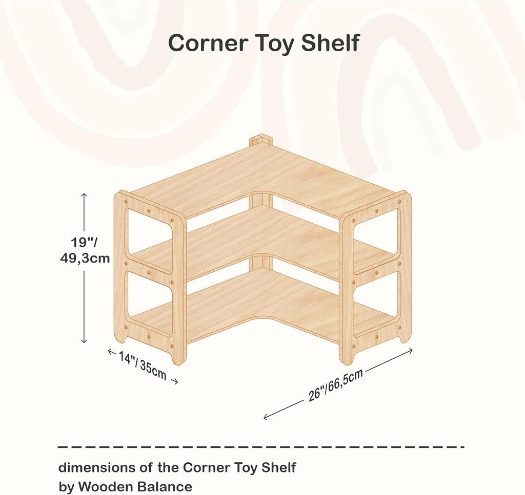 Montessori Bookshelf + Small Toy Shelf + Corner Toy Shelf, Wooden Shelf, Kids Bookcase, Toy Storage, Kids Furniture, Montessori Shelf (ONLY Corner Shelf)