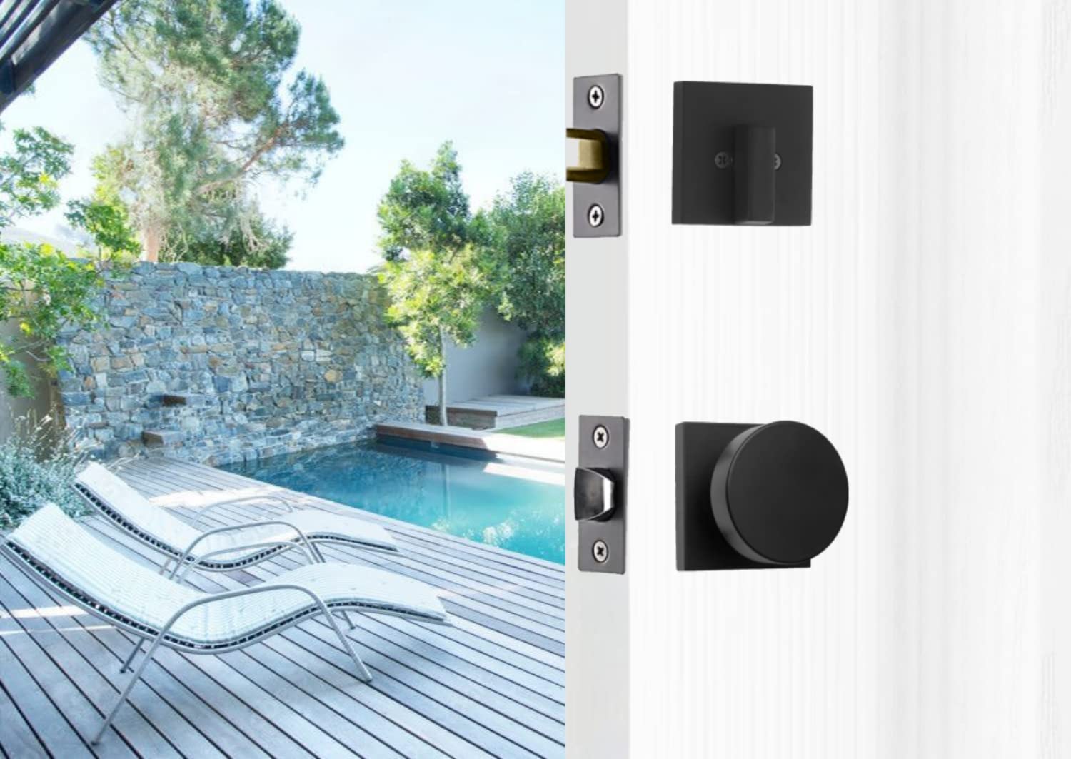 Weslock Brookside Single Cylinder Low Profile Front Lock Handleset with Door Handle Mesa Knob Matte Black