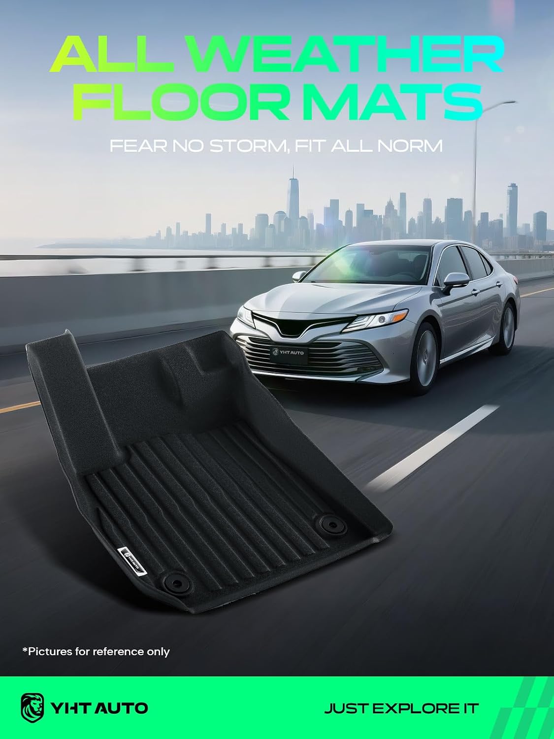 YHTAUTO Floor Mats Fit 2017-2019 Buick Lacrosse, TPE All Weather Car Mats Waterproof Anti-Slip Odorless Floor Liner, Interior Accessories, 1st & 2nd Row, Set of 3