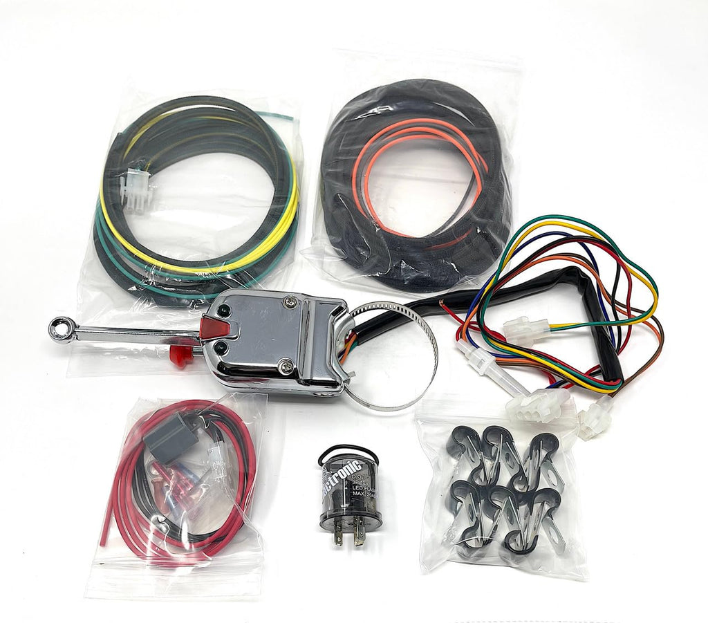 Heavy Duty Turn Signal Switch with Complete Wiring Kit Compatible with 12 Volts Negative Ground Cars and Trucks - TS01 - Light Bulbs and Light Socket Not Included