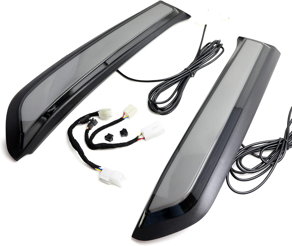 iJDMTOY Smoked Lens Full LED Rear Window Pillar Vertical Fit Tail/Brake Light Bar Kit Compatible With 2010-2024 Toyota 4Runner, Replace OEM LH/RH Rear Windshield Outside Liftgate Molding Trims