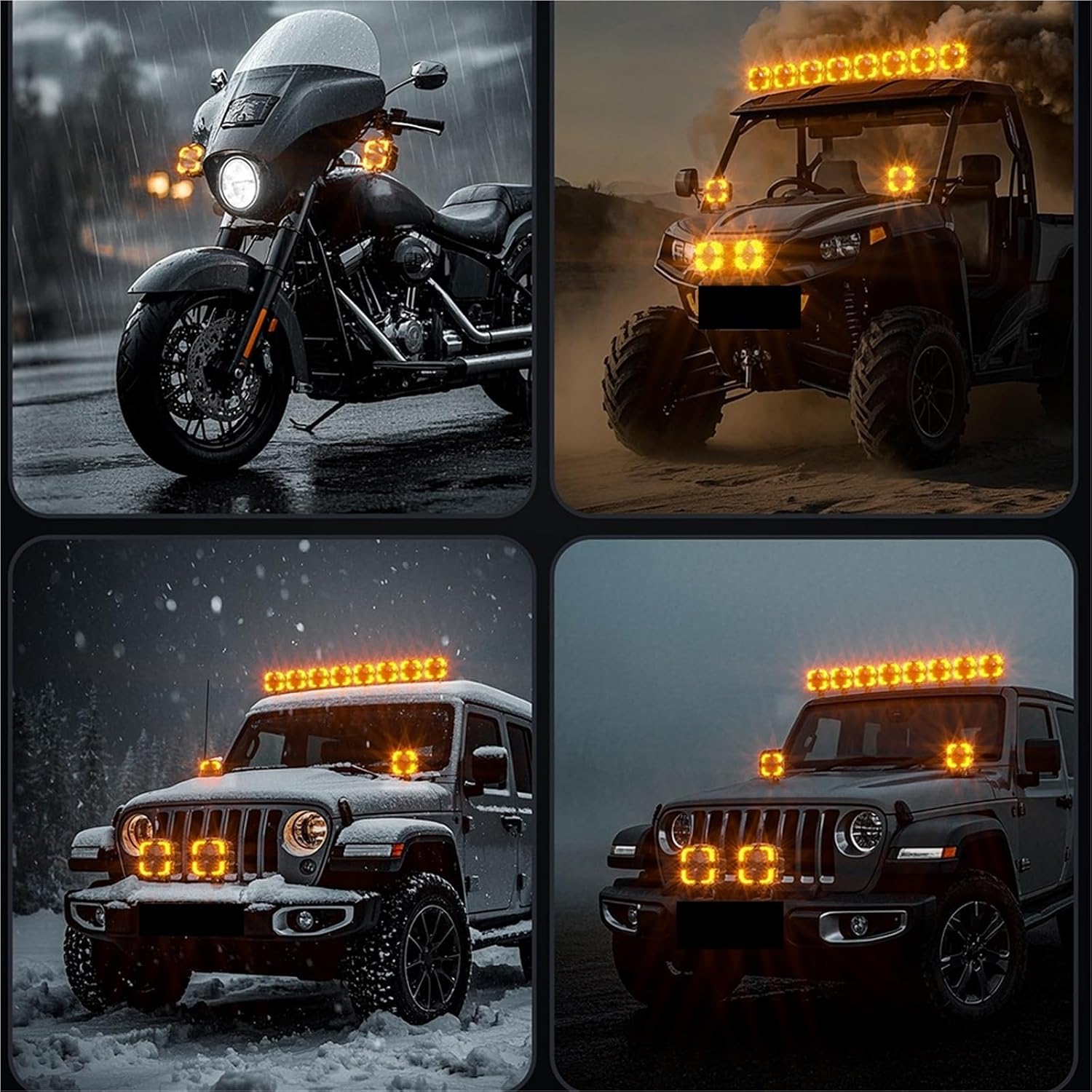 Car Led Work Light Bar For Jeep Offroad Truck 4x4 SUV ATV Spotlight Amber 12V Auxiliary Accessories(2 lamp only)