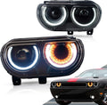 VLAND Projector Headlights Compatible with Dodge Challenger 2008-2014 w/Sequential Indicator Halo, D2S/ D2H Bulb (Not Included) for HI/LO Beam, Passenger& Driver Sides