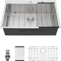 33x22 Drop in Kitchen Sink - 33 Inch 16 Gauge Stainless Steel Topmount Kitchen Sink Single Bowl Deep Over Counter Rectangular Sinks Basin Round Corners #TLT-0039