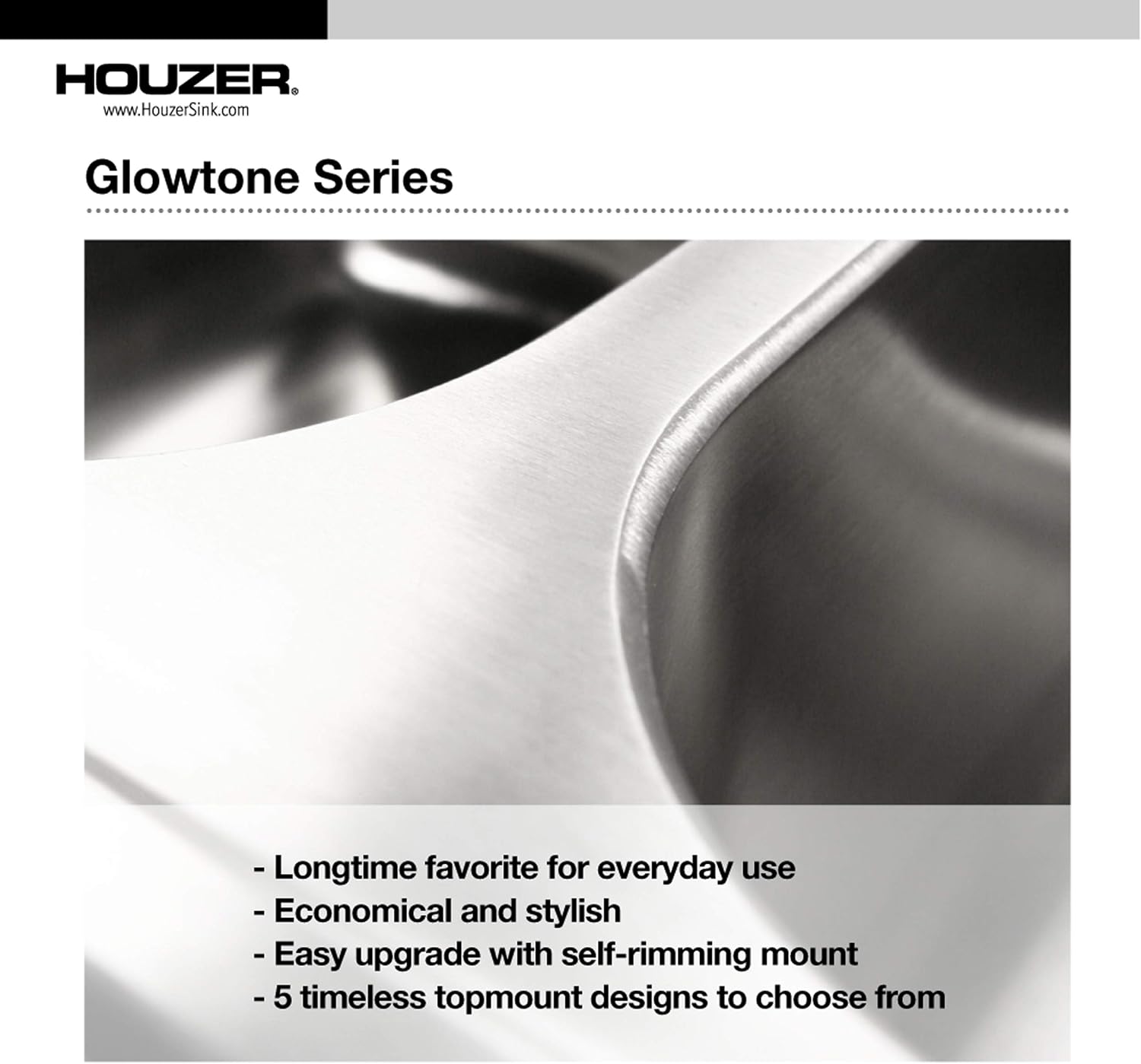 Houzer Glowtone Stainless Steel Kitchen Sink: 33 Inch Topmount 3-Hole 60/40 Double Bowl Kitchen Sink with Strainers & Grids, Durable & Versatile, Essential for Home & Apartment: ISL-3322BS3-C