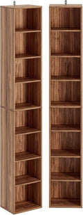 IRONCK Tall Narrow Bookshelf 8 Tiers 71in Set of 2, Compact Corner Bookcase, Easy to Match for Living Room, Office, Study, Bedroom