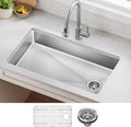 KRAUS Fairlane 33-inch ADA Compliant Undermount Single Bowl 18-Gauge Stainless Steel Kitchen Sink, KHU640-33-5.5