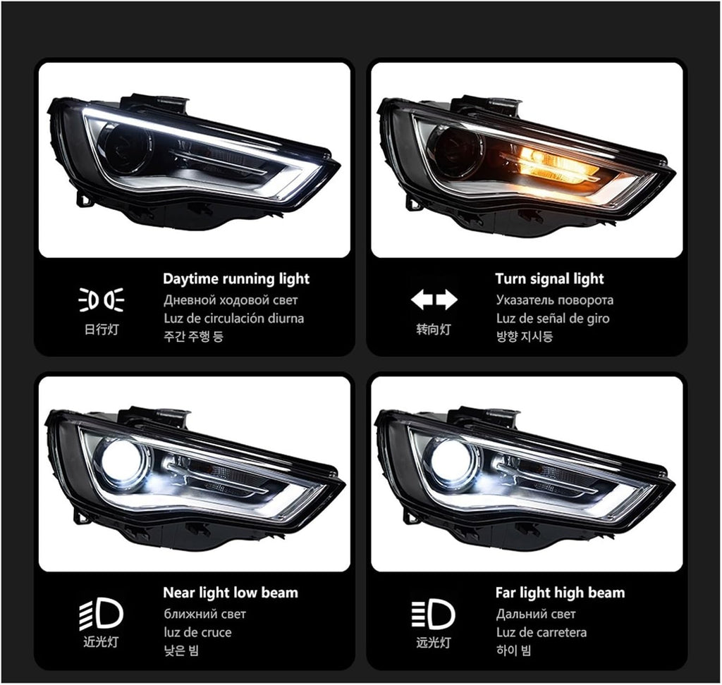 Car Lights Compatible With A3 8V 2013-2016 S3 RS3 LED Auto Headlight Assembly Upgrade High Configure Projector Lens Accessories Kit