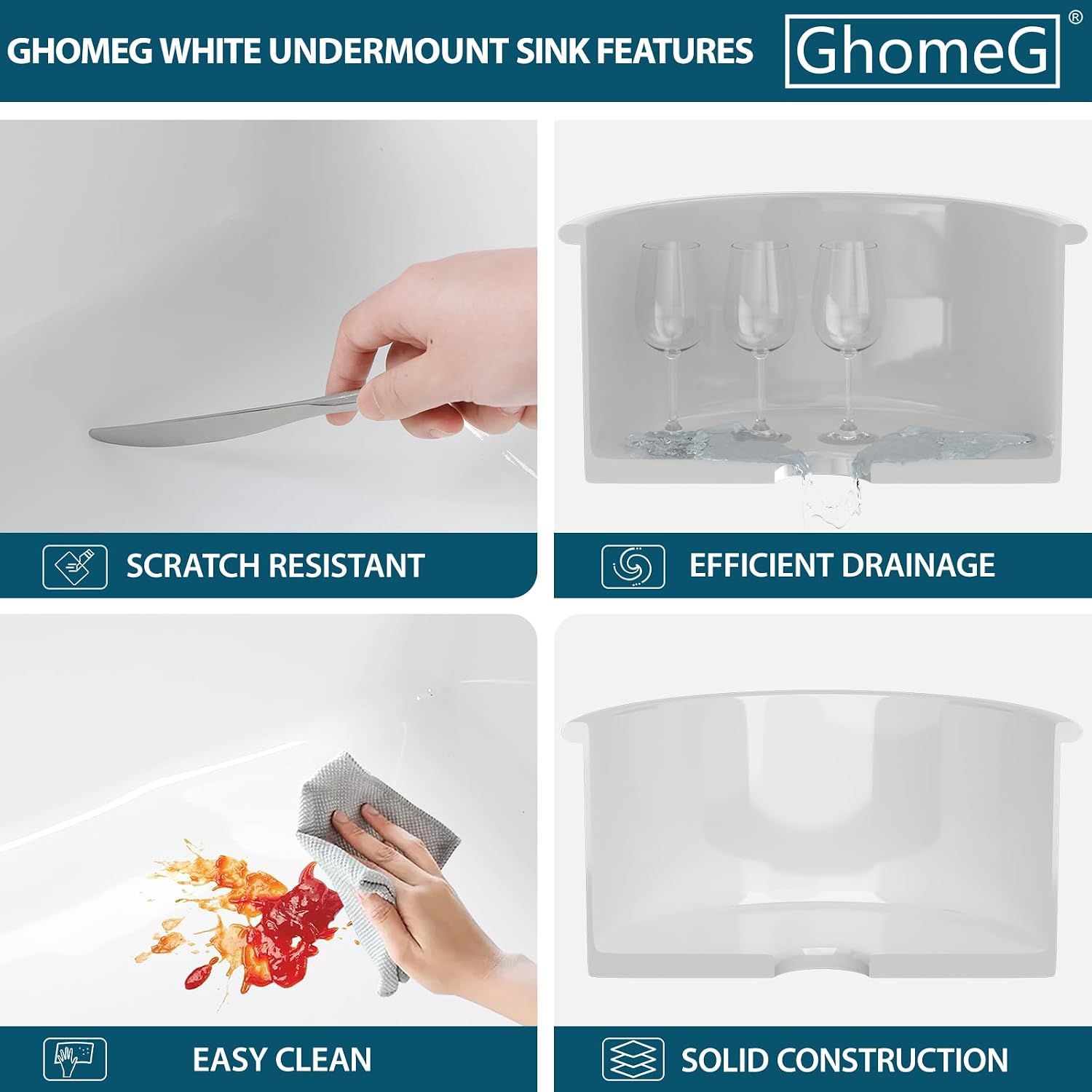 18 Undermount Bar Sink 18 x18 Inch Round bar Sinks Under Counter Sinks Whit Ceramic Bar Sink With Overflow