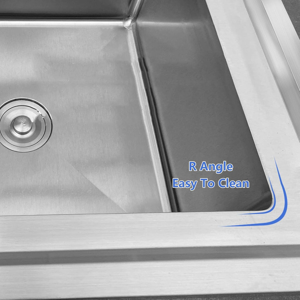 3-Compartment Commercial Stainless Steel Sink, Freestanding Triple Bowl Kitchen Sink, 59' L x 23.6' W x 31.5' H