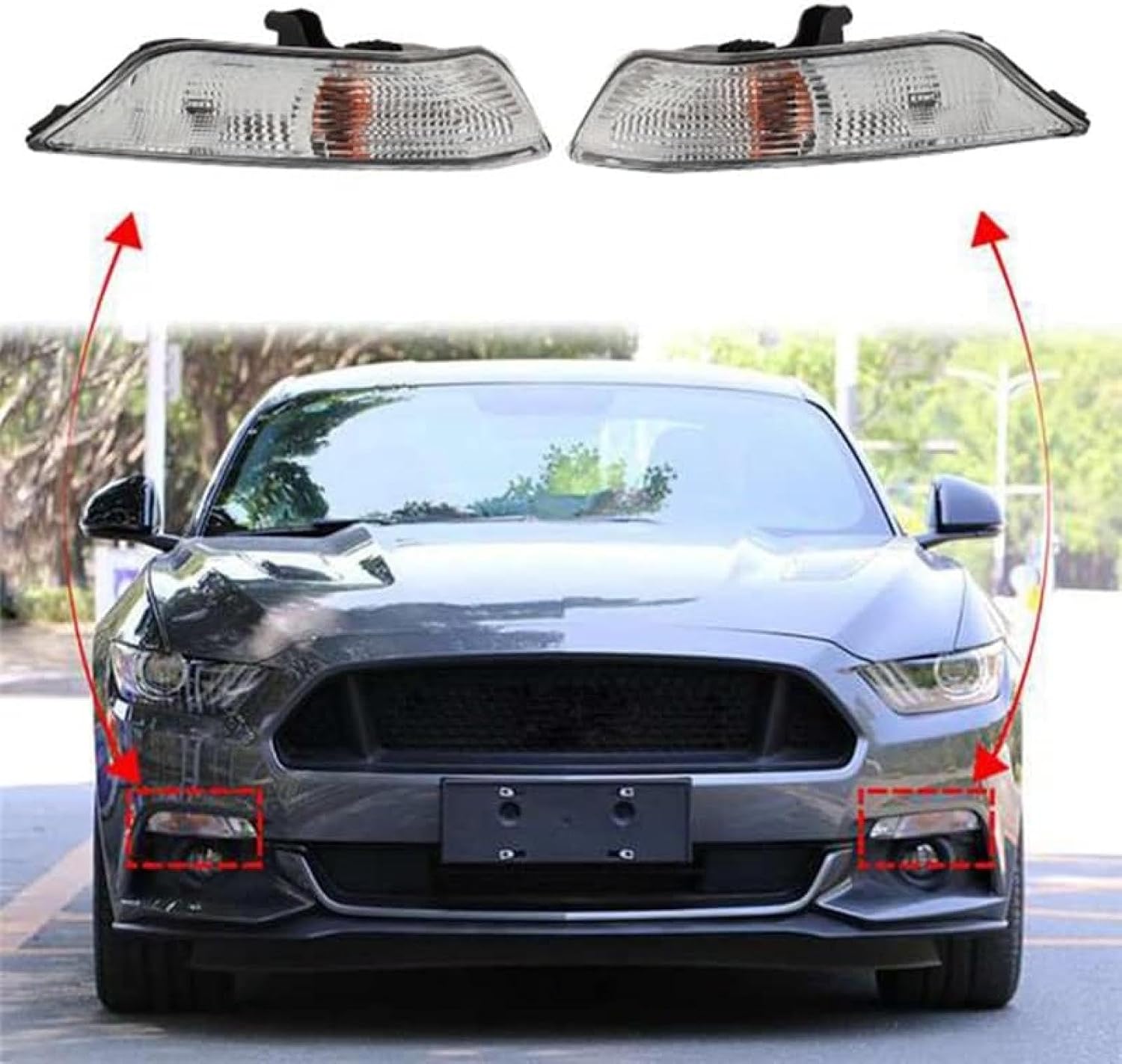 Fog Lights Car Front Right Bumper Corner Lights Indicator Lamp with Bulbs For Mustang 2015 2016 2017