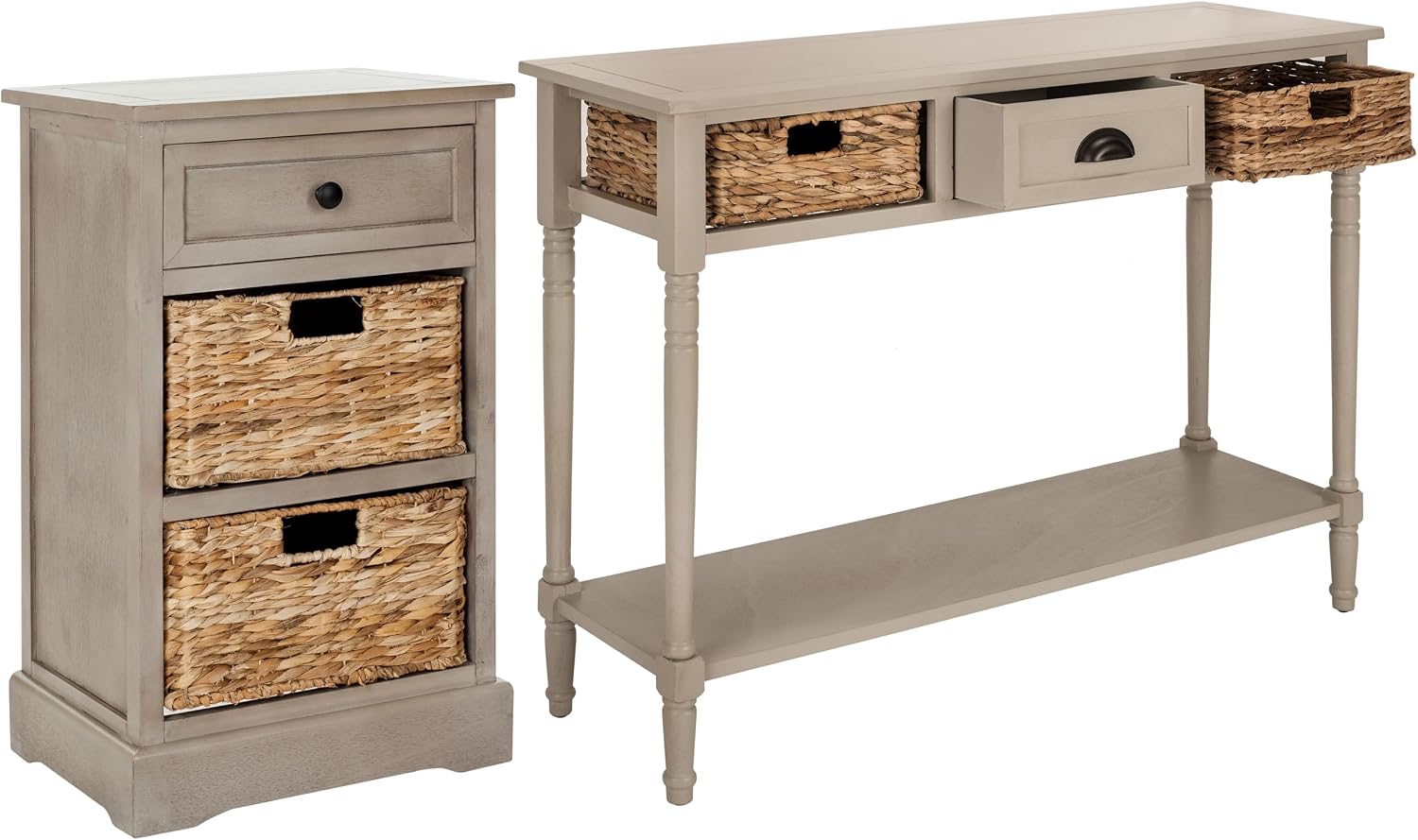 SAFAVIEH Furniture - Carrie 3-Shelf Side Table - Vintage Grey - Solid Wood - Farmhouse Tiered Design - Ideal for Living Room, Entryway, Home Office, 16'W x 13'D x 26'H - Fully Assembled (AMH5700A)