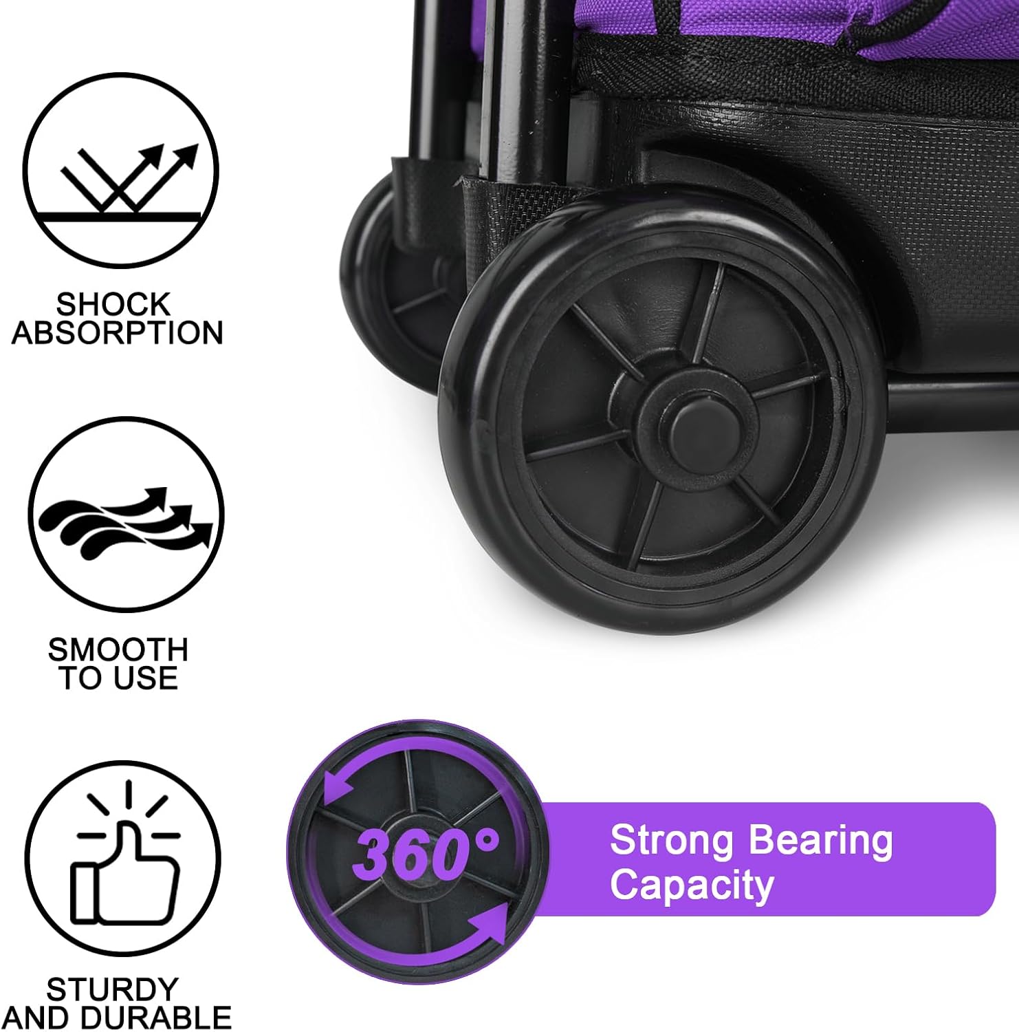 LARIPOP 3 Ball Bowling Bag with Wheels and Shoe Compartment, Rolling Bowling Bag for 3 Balls, Heavy Duty Bowling Roller Bag with Retractable Handle for Men Women
