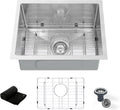 Undermount Kitchen Sink 20'x16', 9' Basin Depth, 3D Embossed Stainless Steel Sink Single Bowl with Accessories