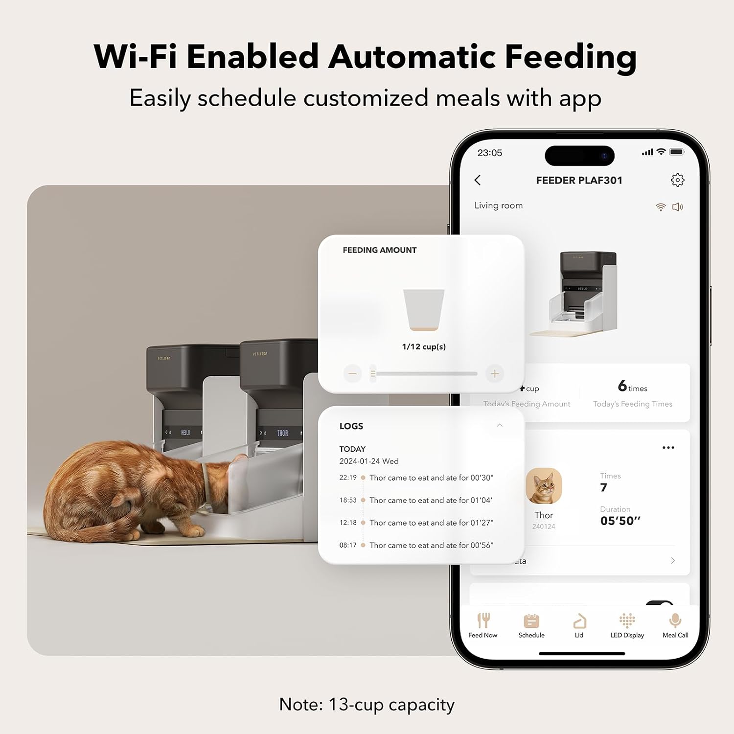 PETLIBRO RFID Automatic Cat Feeder, Collar Tag Activated Personal Meals, 5G Wi-Fi Multiple Cats Feeder for 3 Cats, App Control Cat Food Dispenser for Pets with Different Diets