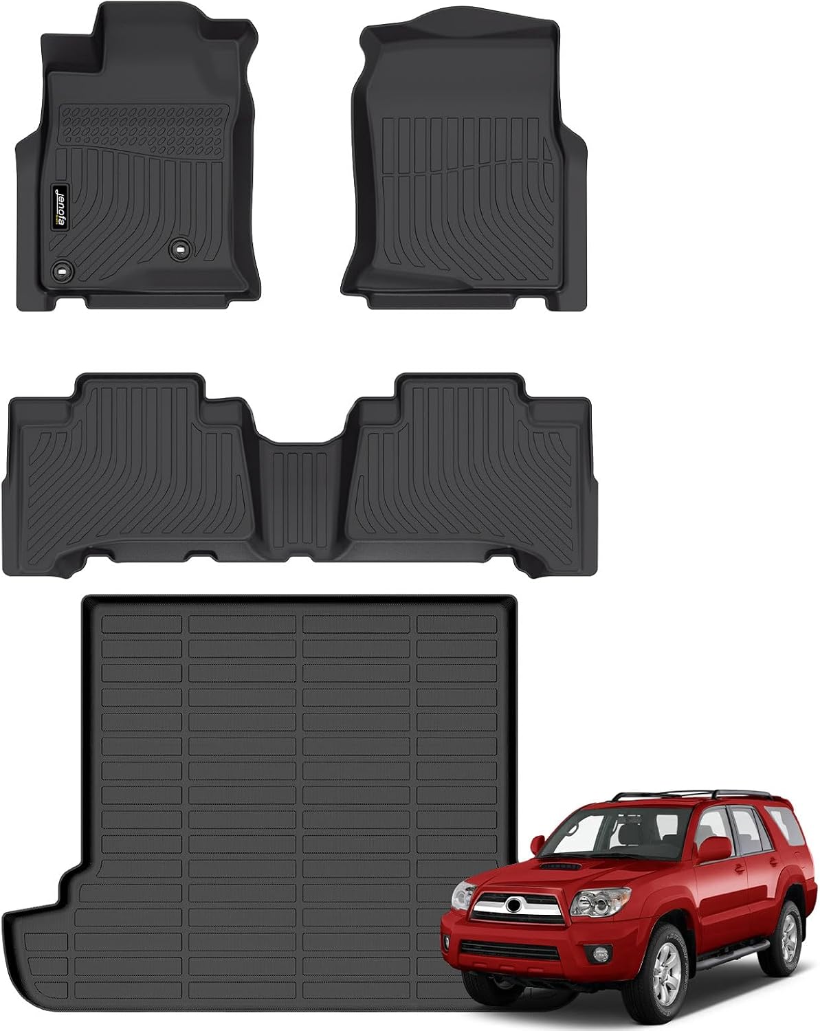 Jenofa-Floor Mats for Toyota 4Runner 2003-2009 5 Seater Cargo Mat Car Mats for 4Runner All Weather Waterproof Durable Rubber Floor Liner Accessories Full Set 2009