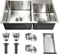 Modern Kitchen Sink Nano-Coated 30.7x16.9 Inch Stainless Steel Kitchen Sink, Drop in & Topmount Double Bowl Sinks with Drain&Fruit Baskets