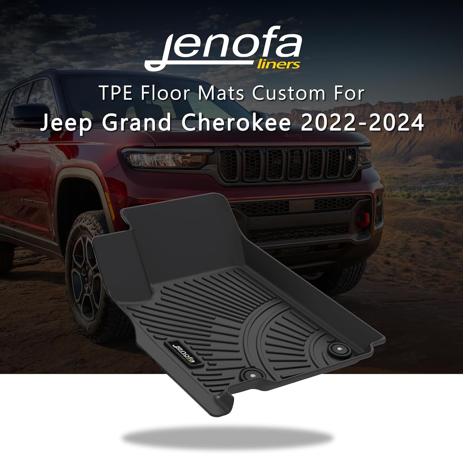 Floor Mat for Jeep Grand Cherokee 2022-2026 ((Include 4xe NOT for L or WK) | full set car liners, waterproof high edge anti-slip design, All Weather Floor Mats Cargo Mat Set Automotive Accessories
