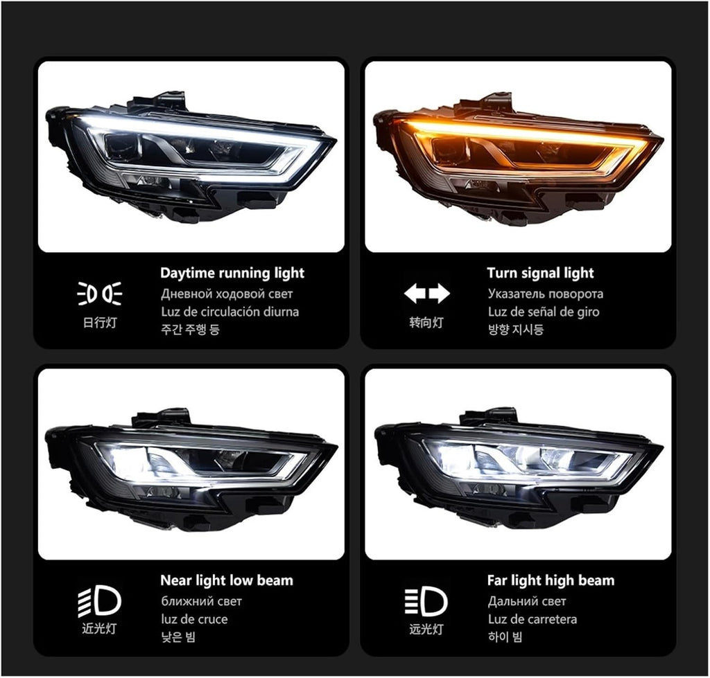 Car Lights Compatible With A3 8V 2013-2020 S3 RS3 Sedan Hatchback LED Auto Headlight Assembly Upgrade High Configure Tool Accessories(13-16 change bumper)