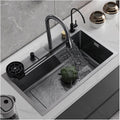 304 Stainless Steel Kitchen Sink Single Bowl Bar Prep Sink Multi-Function RV Sink with Faucet Cup Washer Drain Assembly Drop in Or Under Mount (Color : Grey, Size : 68x45x21cm) (Gun Grey 68x4