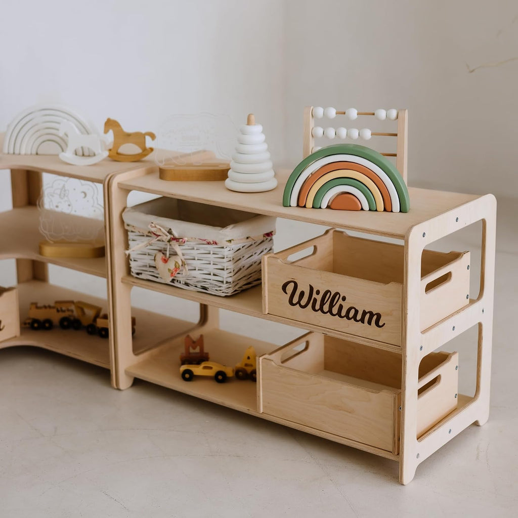 Montessori Bookshelf + Small Toy Shelf + Corner Toy Shelf, Wooden Shelf, Kids Bookcase, Toy Storage, Kids Furniture, Montessori Shelf (Toy Shelf + Corner)