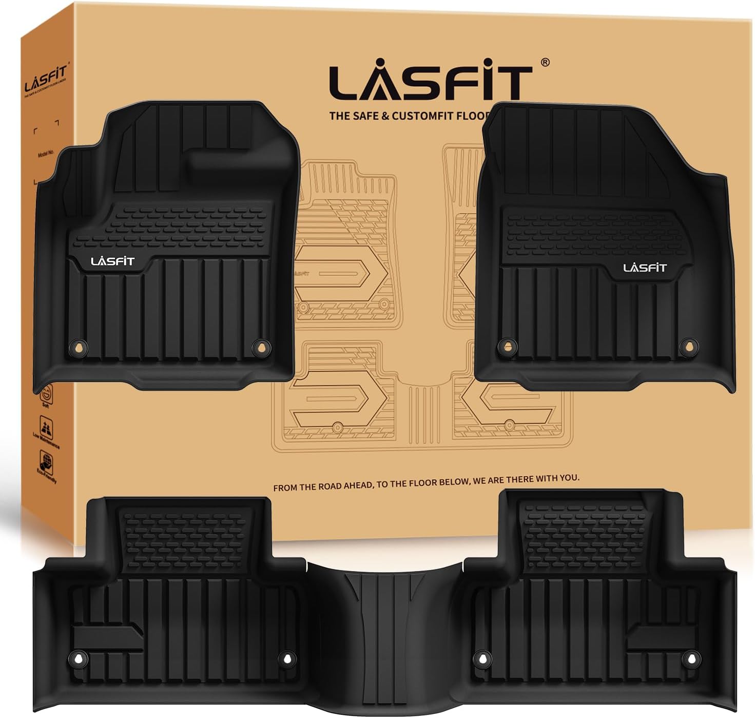 LASFIT Floor Mats Fit for Land Rover Range Rover Evoque 2011-2019, Custom Fit TPE All Weather Waterproof Floor Liners 1st & 2nd Row, Fit 5 Door and Coupe (Not for Convertible), Black, Easy to Clean