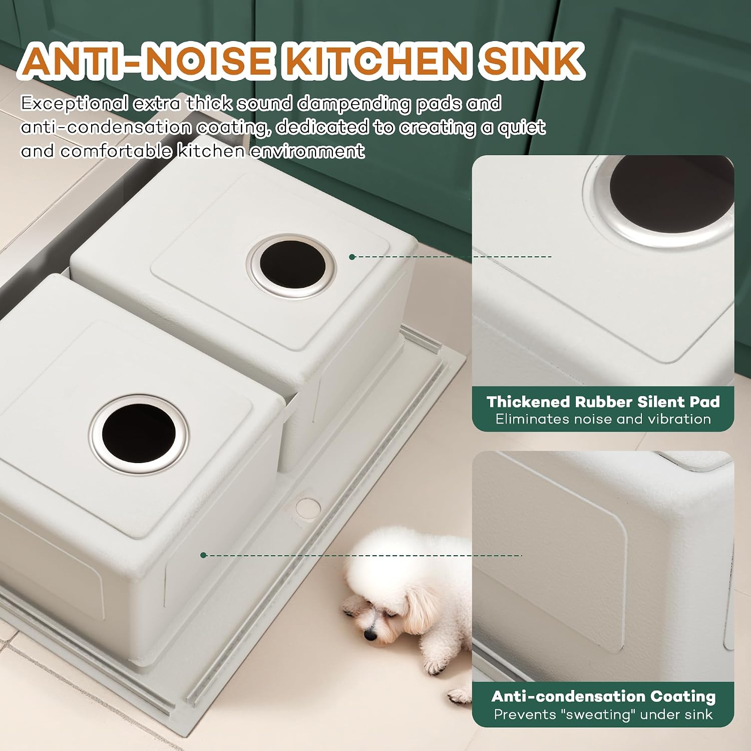 Rhbamoa 28 Inch Double Farmhouse Sink,16-Gauge T304 Drop In Farm Sink,50/50 Topmount Double Bowl Apron Front Farm Sinks,10 Inch Depth Stainless Steel Farmhouse Sinks with All Accessories