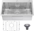Drop In Kitchen Sink 28x18', 9' Basin Depth, 18 Gauge Stainless Steel Sink, 3D Embossed Surface Finish Top Mount with Accessories