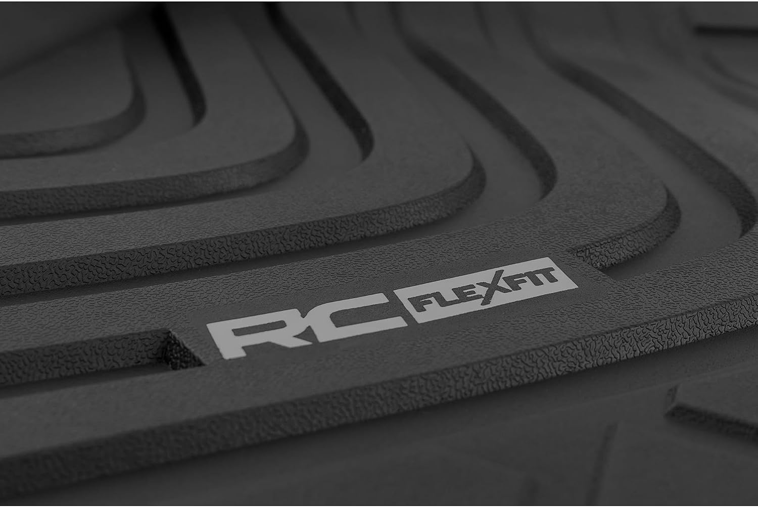 Rough Country Flex-Fit Floor Mats for Toyota Tundra (2022–2025) Crew Cab - Front & Rear Set, Custom All-Weather Non-Slip TPE Liners w/Spill Saver Lip