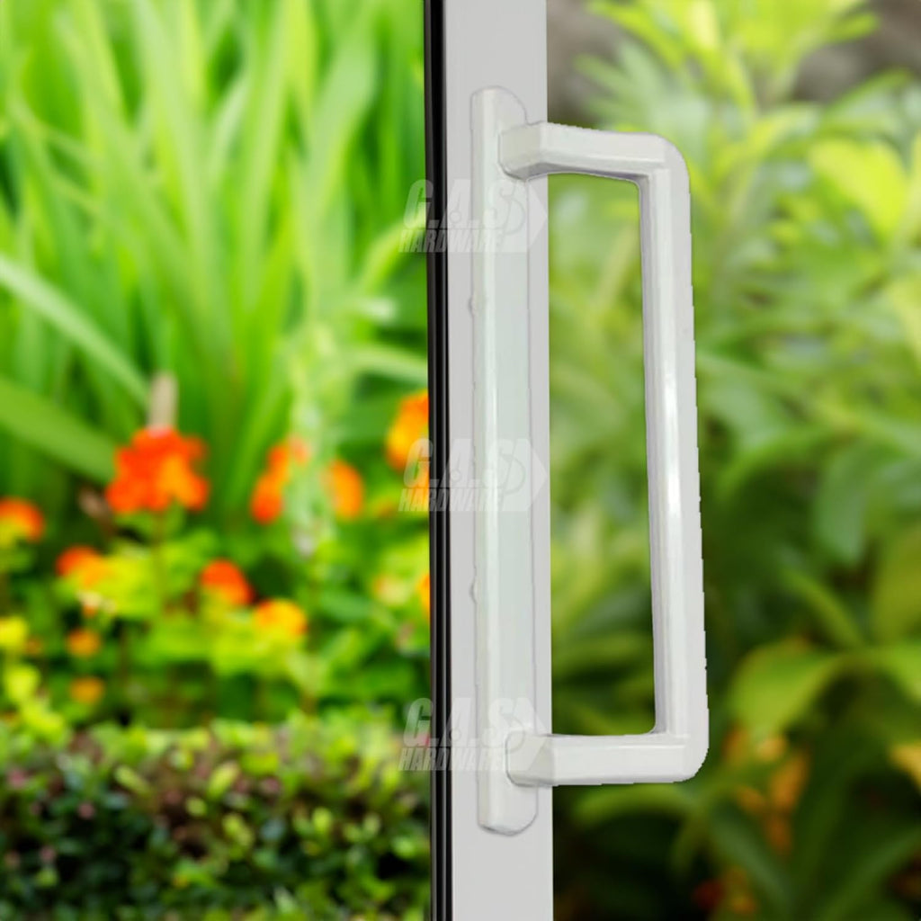 Alcan PGT 10' Sliding Glass Patio Door Handle Set w/Thumb Latch Lever, + Screws Interior + Exterior Replacement w/ 3-7/8' Hole Spacing | Fix Repair PGT Door Hardware - White
