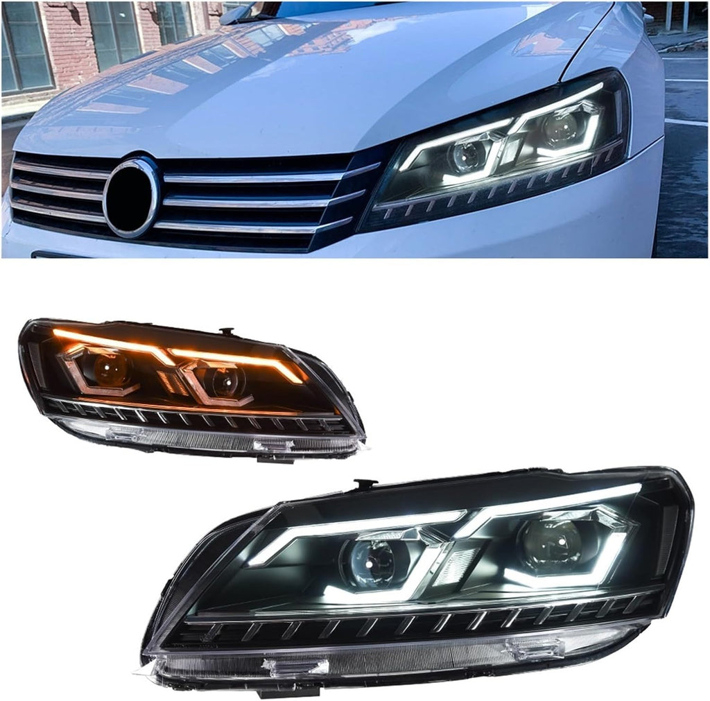 Car Lights Compatible With Passat B7 US Version 2011-2015 LED Auto Headlight Assembly Upgrade Bifocal Lens Dynamic Signal Lamp Accessories