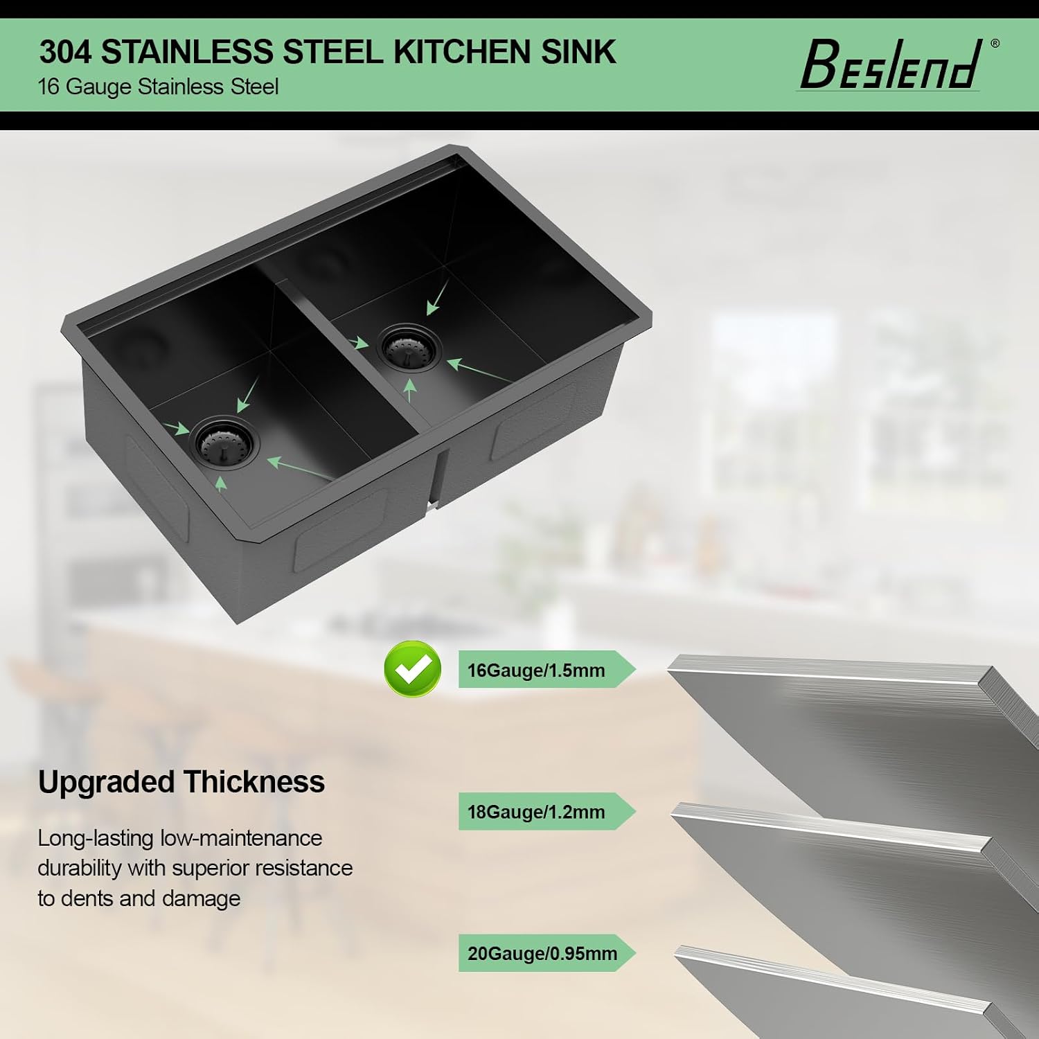30 Black Undermount Kitchen Sink - 30x19 Gunmetal Black Double Bowl Kitchen Sinks Workstation 16 Gauge Stainless Steel Sink Low Divide Double Basin 50/50