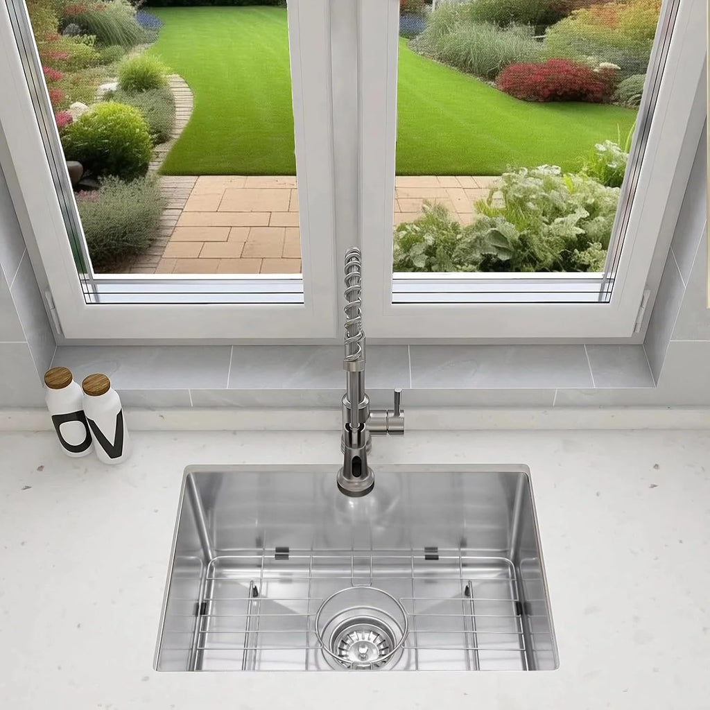Undermount Kitchen Sink 20'x16', 9' Basin Depth, 3D Embossed Stainless Steel Sink Single Bowl with Accessories