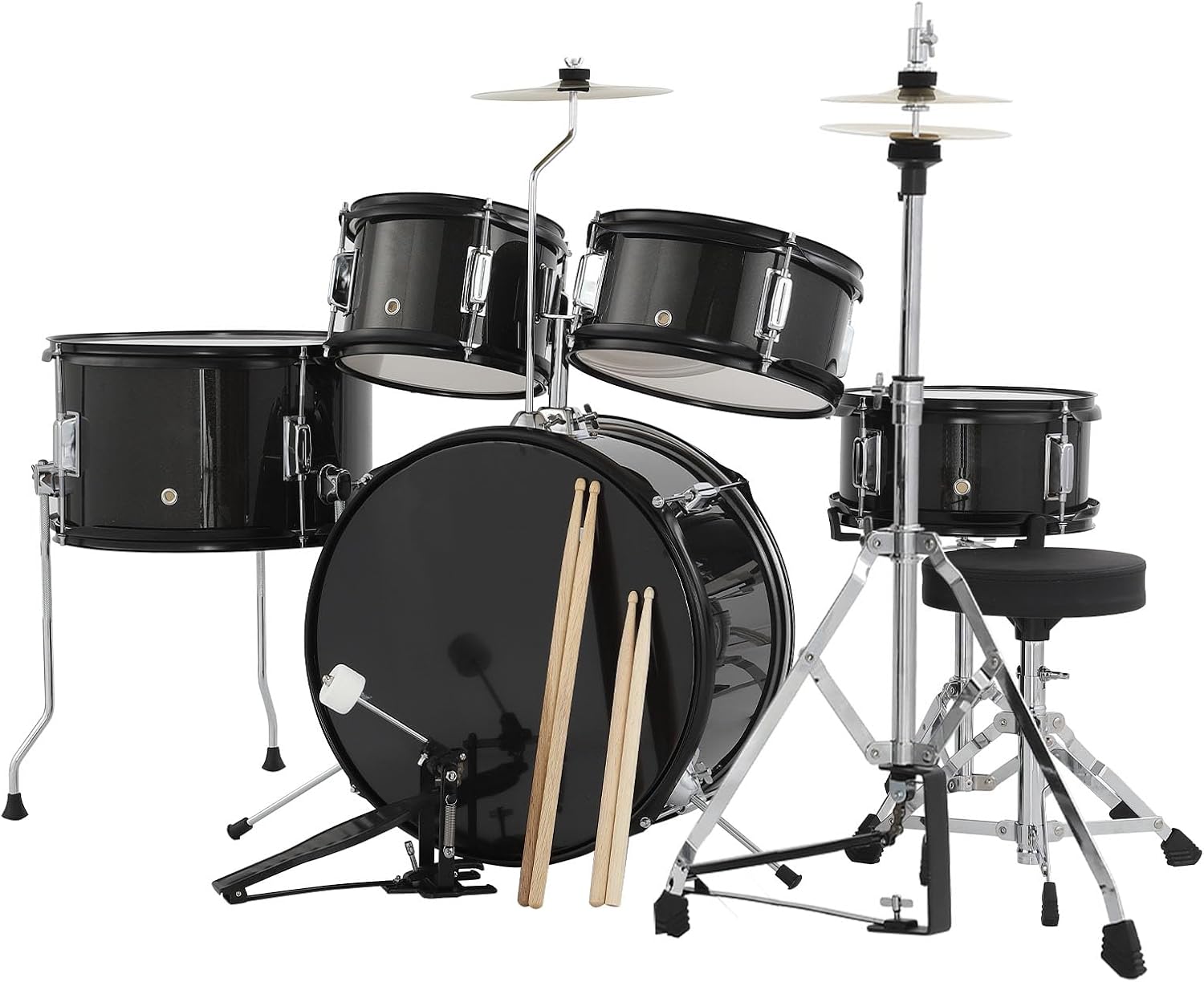 GarveeTech Drum Set 5-Piece for Beginners, Complete Full Size Kit with Bass, Toms, Snare, Stands, Cymbal and Drumsticks