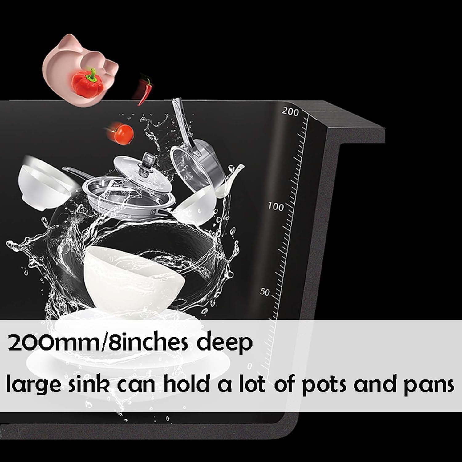 Black Drop in Kitchen Sink 60x45cm, Top Mount Stainless Steel Kitchen Sink, Round Corner Single Bowl Kitchen Sink, Workstation Kitchen Sink Set (55x45cm