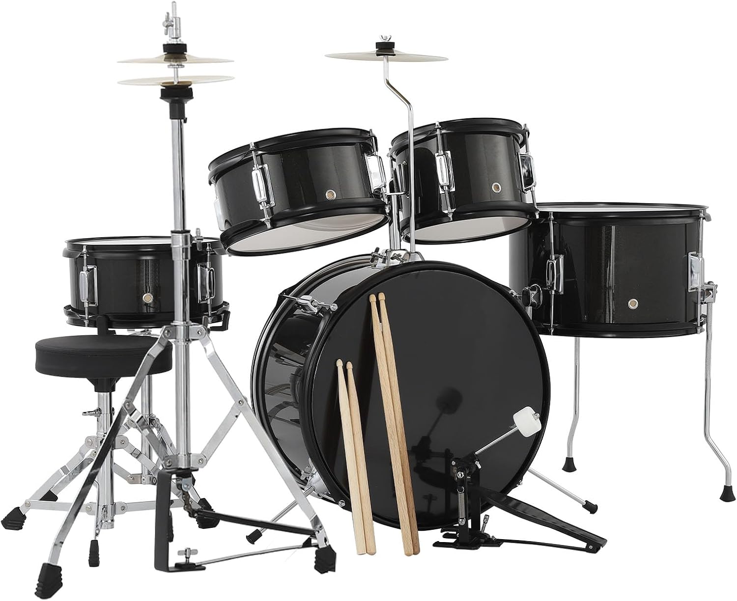 GarveeTech Drum Set 5-Piece for Beginners, Complete Full Size Kit with Bass, Toms, Snare, Stands, Cymbal and Drumsticks