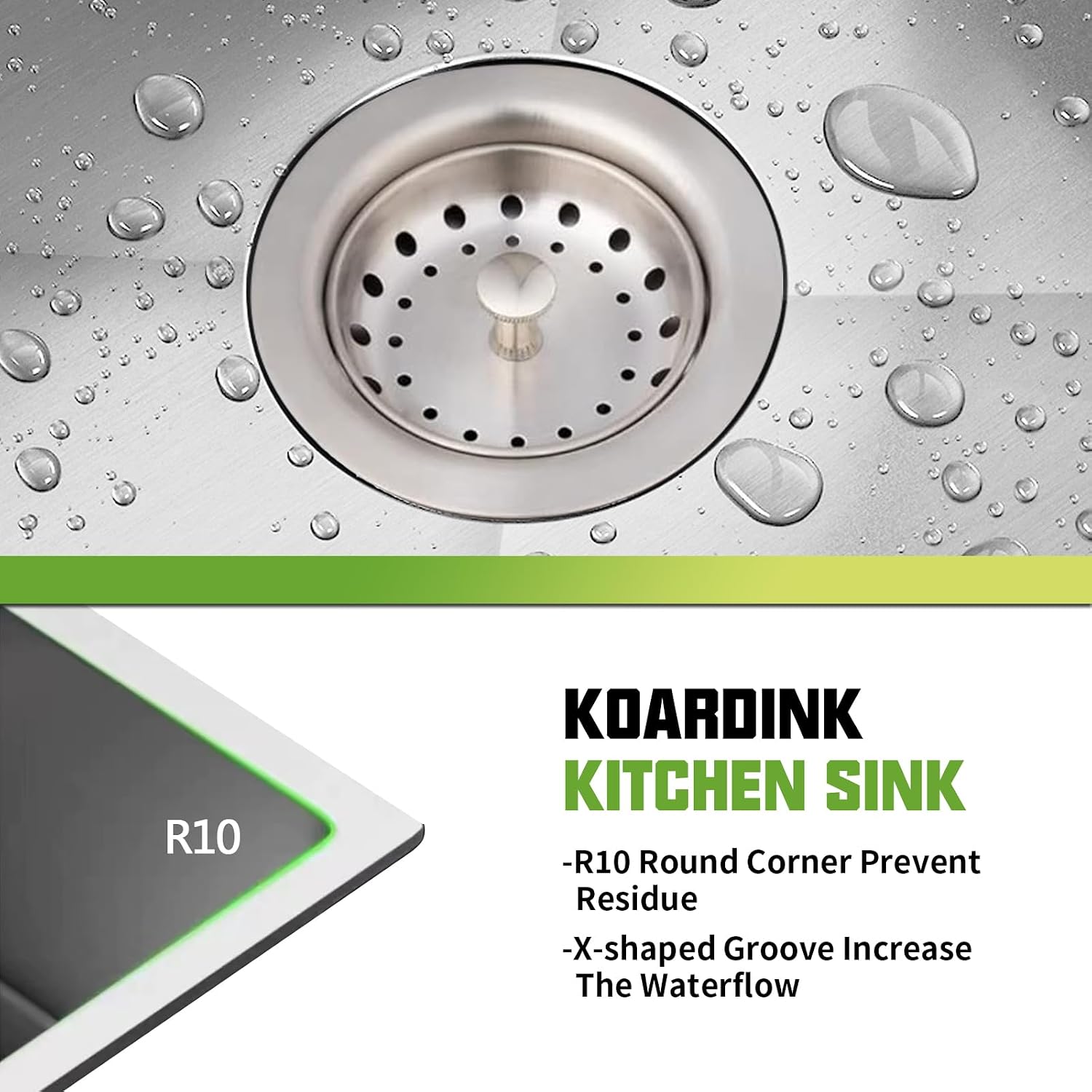Kitchen Sink, 33x19 Inch Stainless Steel Drop In Modern Large Single Bowl Topmount Kitchen Sink Gift Combo-SS Grid,Silicon Mat, Drain Strainer Set Compatibility With Various Kitchen&Bar Style